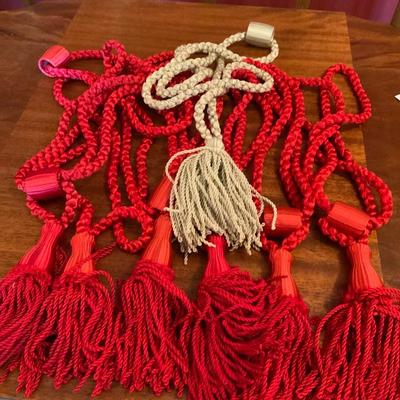 Lot of Curtain tie backs Mostly Red