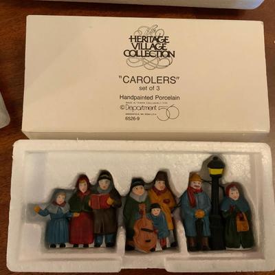 Lot of Dept 56 Heritage Village Collection and a Village Pole Pine Tree