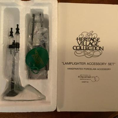 Lot of Dept 56 Heritage Village Collection and a Village Pole Pine Tree