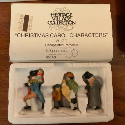 Lot of Dept 56 Heritage Village Collection and a Village Pole Pine Tree