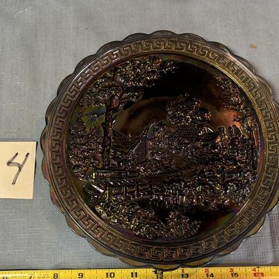 Vintage Amethyst Carnival Glass Plate