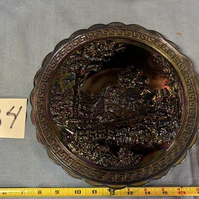 Vintage Amethyst Carnival Glass Plate