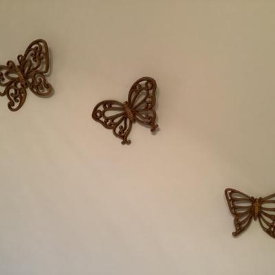 3 butterflies vintage plastic