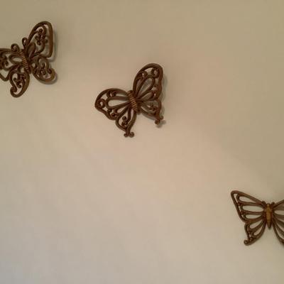 3 butterflies vintage plastic