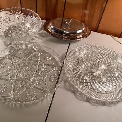 trays, bowl, silver cover lot