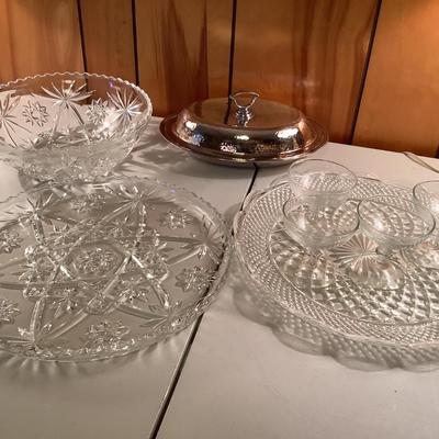 trays, bowl, silver cover lot