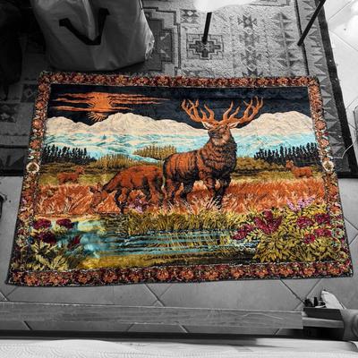 Elk and Mountains Velvet Tapestry (B3-DZ)