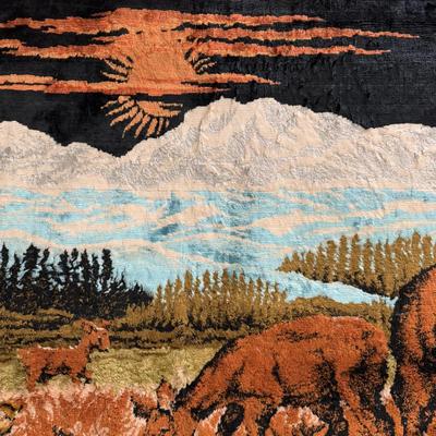 Elk and Mountains Velvet Tapestry (B3-DZ)