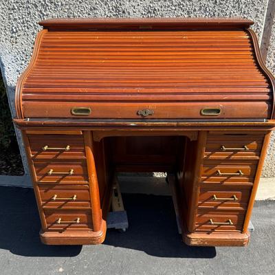 Vintage Wood Roll Top Desk 1890's - once property of a museum in Riverside, CA