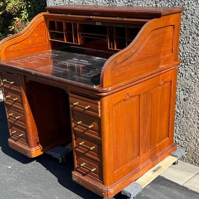 Vintage Wood Roll Top Desk 1890's - once property of a museum in Riverside, CA