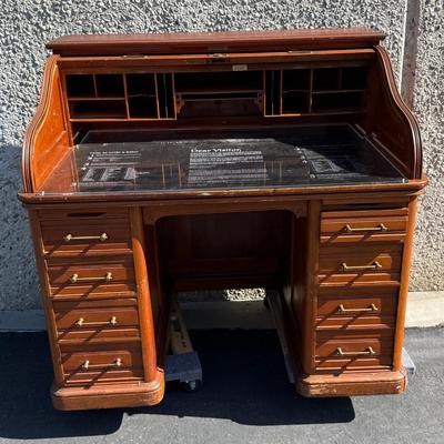 Vintage Wood Roll Top Desk 1890's - once property of a museum in Riverside, CA