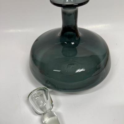 Vintage MCM Blenko Glass 565 Decanter in Charcoal w/Stopper designed by Wayne Husted