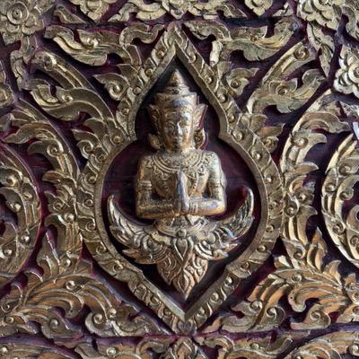 Asian Carved and Gilded Wooden Panel (B3-DZ)