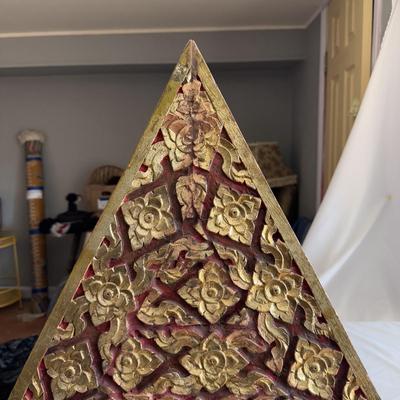 Asian Carved and Gilded Wooden Panel (B3-DZ)