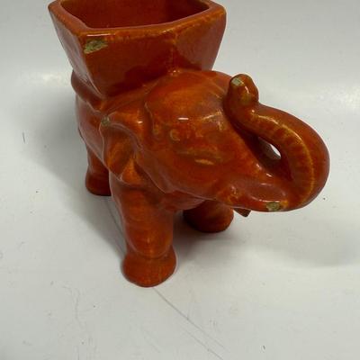 Vintage Ceramic Pottery Elephant Planter Small Vase