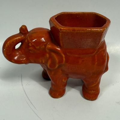 Vintage Ceramic Pottery Elephant Planter Small Vase
