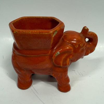 Vintage Ceramic Pottery Elephant Planter Small Vase