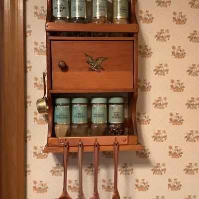 Vintage Spice Rack with McCormick bottles lot