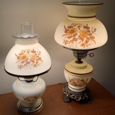 Vintage Hurricane 3-way, 2 lamps 21"H & 17"H