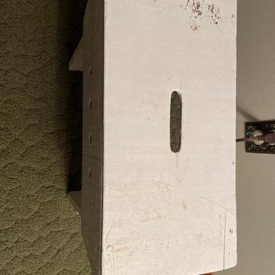 Slate signs, lamp and small step stool