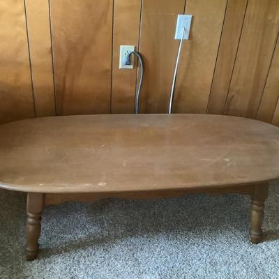 wooden coffee table 15"H 56" x 23"