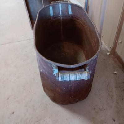 WOODEN CRATE, VINTAGE WORKING HEATER AND A BOILER