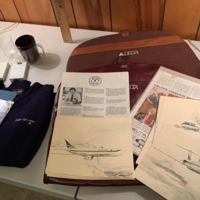 Delta Airlines Lot-garment bags, sketches of airplanes,etc