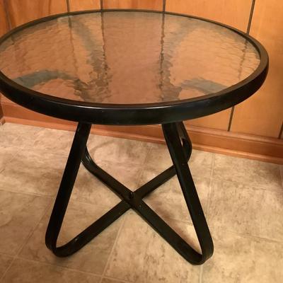 round glass patio side table 17"H 20"diameter