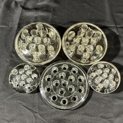 Set of 5 Vintage Clear Flower Frogs