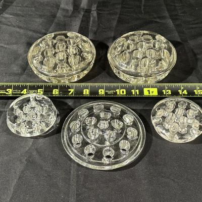 Set of 5 Vintage Clear Flower Frogs