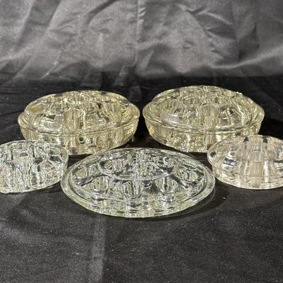 Set of 5 Vintage Clear Flower Frogs