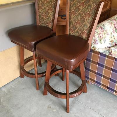 Sale Photo Thumbnail #28: Sturdy pair of barstools. Some rips in the leather.