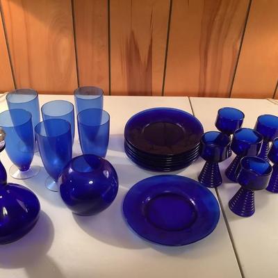 Blue glass lot