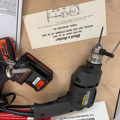1153 Black & Decker Plug Variable Speed Reversing Drill, Palm Sander, Black & Decker Cordless Drill