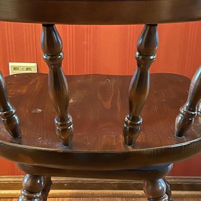 Vintage Dark Wood Captain’s Barrel Style Chair