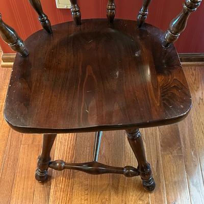 Vintage Dark Wood Captain’s Barrel Style Chair