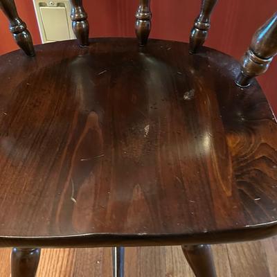 Vintage Dark Wood Captain’s Barrel Style Chair