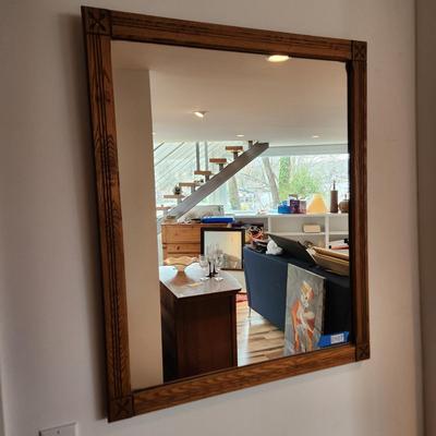 Very Heavy Wood Framed Mirror 27x33