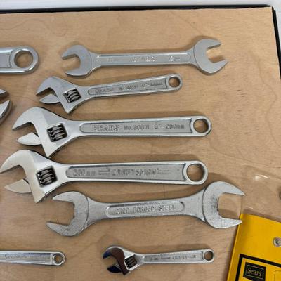 1155 Lot of Crescent Wrenches With Open End Wrench Set & Combination Wrench Set