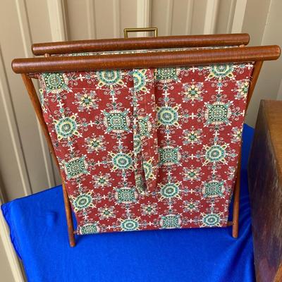 ADVERTISING YARDSTICKS, GLOBE WERNICKE WOODEN FILE BOX AND KNITTING BASKET
