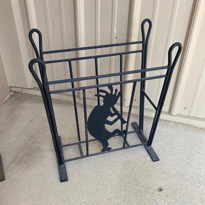 FIRE PLACE TOOLS AND IRON MAGAZINE RACK