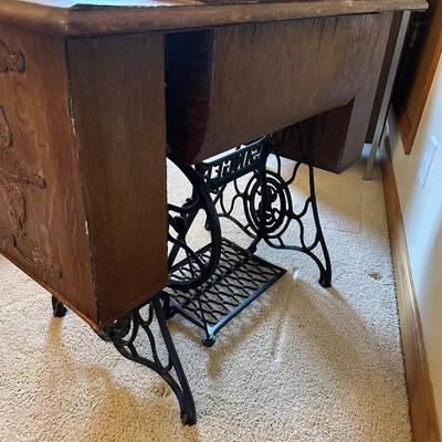 Antique Wood Singer Sewing Machine Table