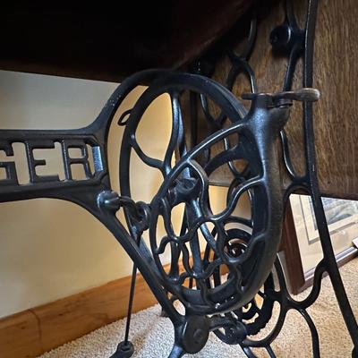Antique Wood Singer Sewing Machine Table
