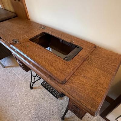 Antique Wood Singer Sewing Machine Table