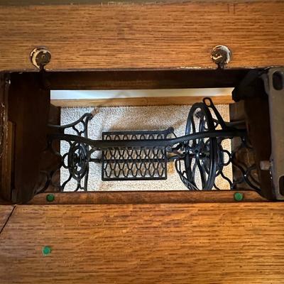 Antique Wood Singer Sewing Machine Table