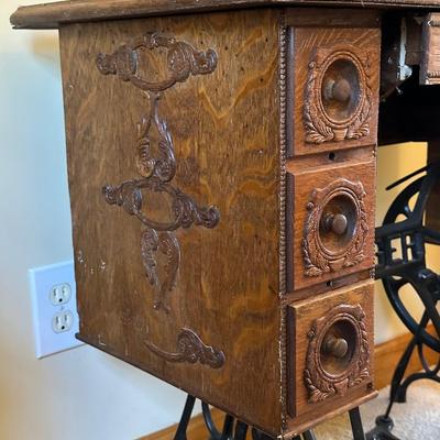 Antique Wood Singer Sewing Machine Table
