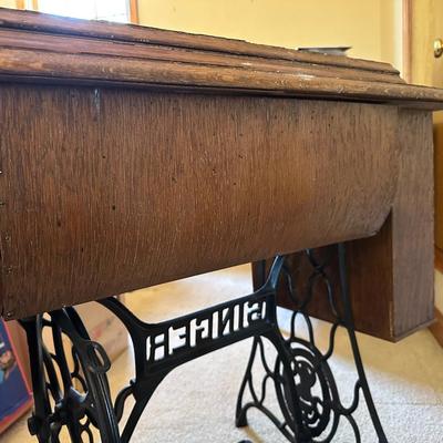 Antique Wood Singer Sewing Machine Table