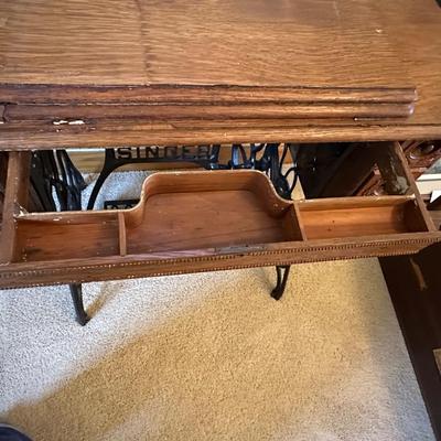 Antique Wood Singer Sewing Machine Table
