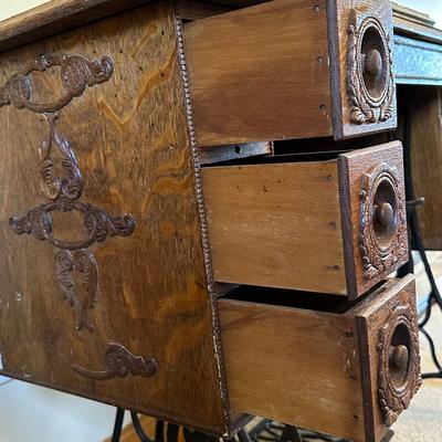 Antique Wood Singer Sewing Machine Table