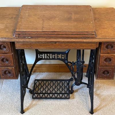 Antique Wood Singer Sewing Machine Table